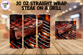 Grilled Steak on a Charcoal Grill Sublimation Tumbler Wrap